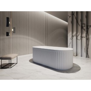 Roma fluted shape freestanding Matte white bathtub 1700